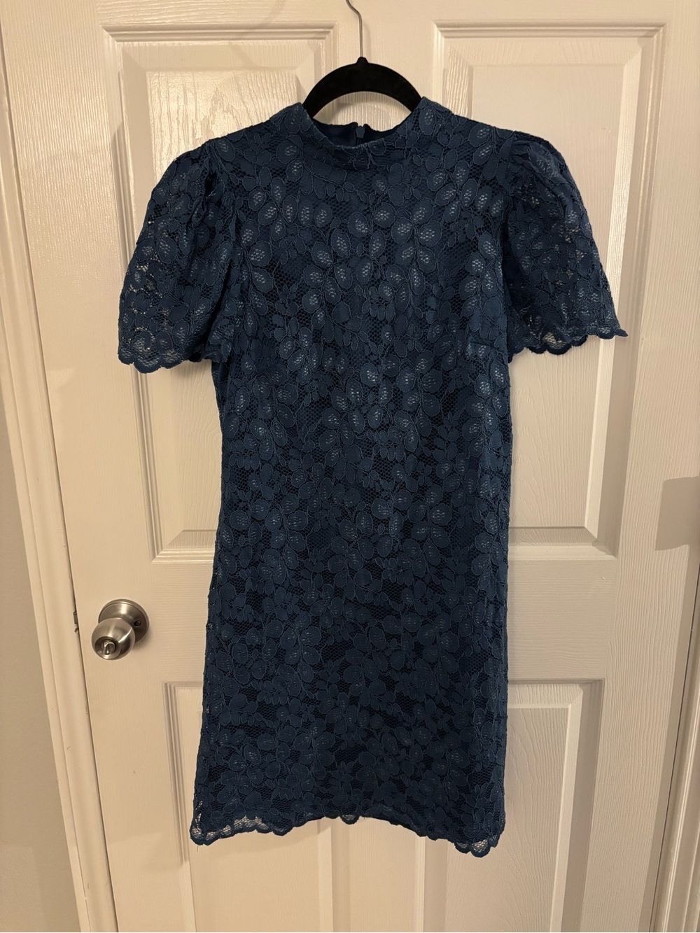 Lace Shift Dress - Teal Blue